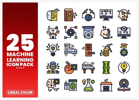 Machine Learning Icons Pack Stock-Illustration