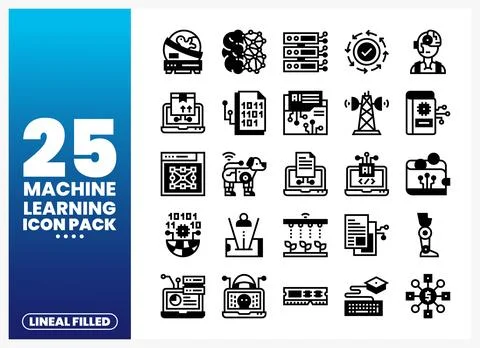 Machine Learning Icons Representing Technology and Data Analysis Stock-Illustration