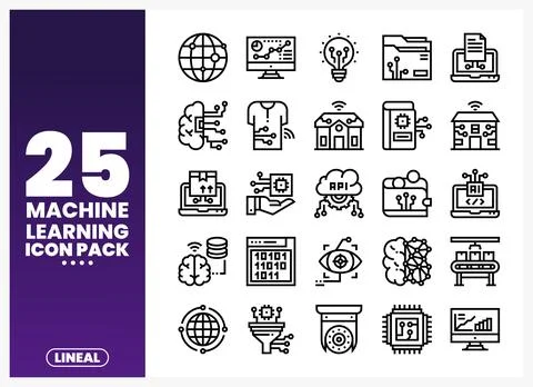Machine Learning Icons for Tech and AI Concepts イラスト素材