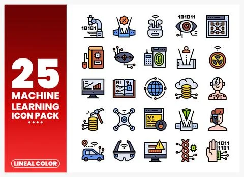 Machine Learning Icons Vector Pack Stock Illustration