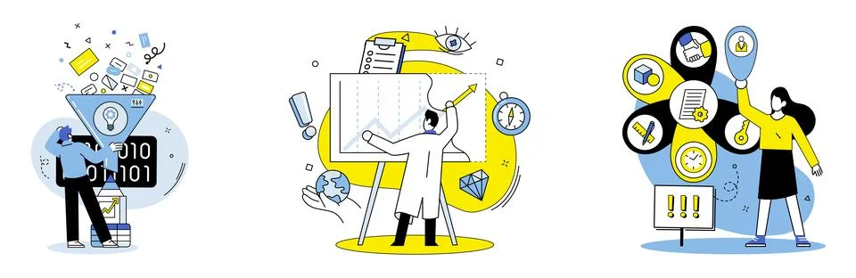 Machine learning. The idea using machine learning in cybernetic systems opens up Illustrazione stock