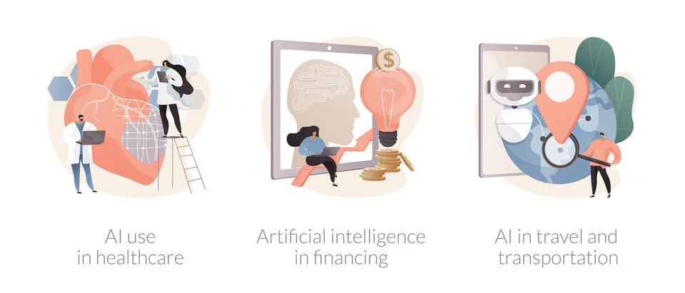 Machine learning in industry abstract concept vector illustrations. Stock Illustration