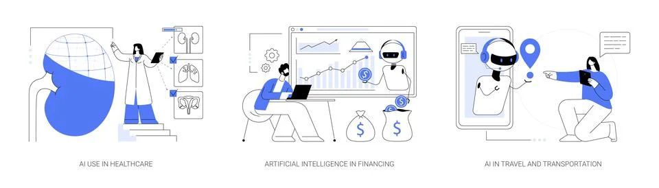 Machine learning in industry abstract concept vector illustrations. Stock Illustration