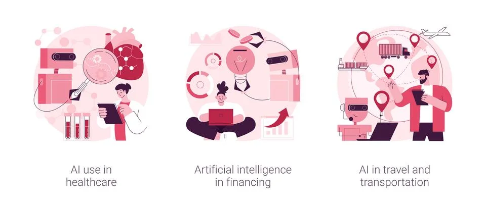 Machine learning in industry abstract concept vector illustrations. Stock Illustration