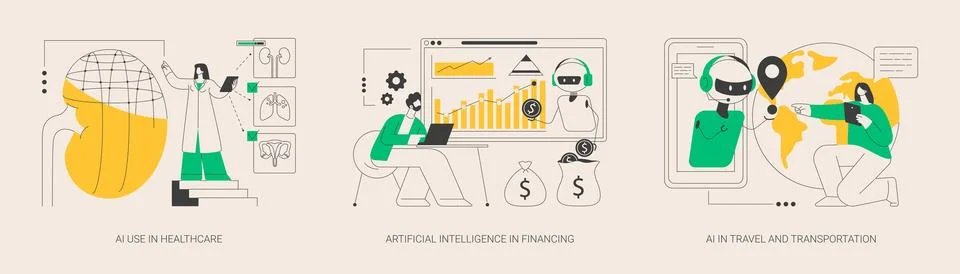 Machine learning in industry abstract concept vector illustrations. Stock Illustration