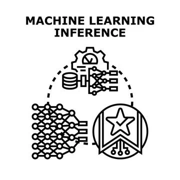 Machine learning inference process concept illustration Illustrazione stock