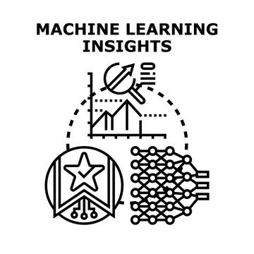 Machine learning insights data analysis and neural networks Stock Illustration