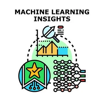 Machine learning insights data analysis and neural networks Illustrazione stock