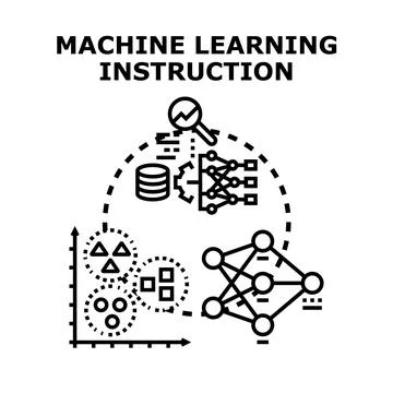 Machine learning instruction and artificial intelligence algorithm developmen Stock Illustration