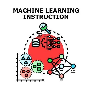 Machine learning instruction and artificial intelligence algorithm developmen Stock Illustration