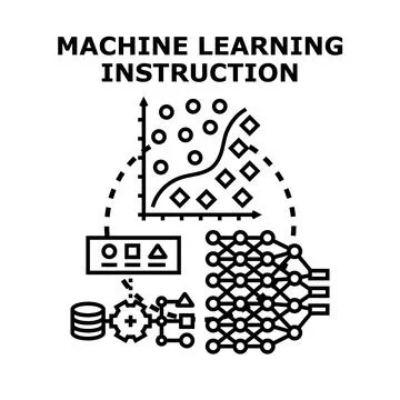 Machine learning instruction process analyzing data algorithm 스톡 일러스트