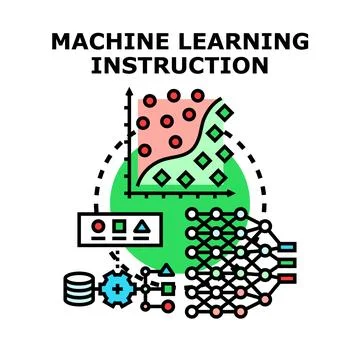 Machine learning instruction process analyzing data algorithm イラスト素材