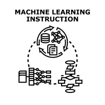 Machine learning instruction process and artificial intelligence development Stock Illustration
