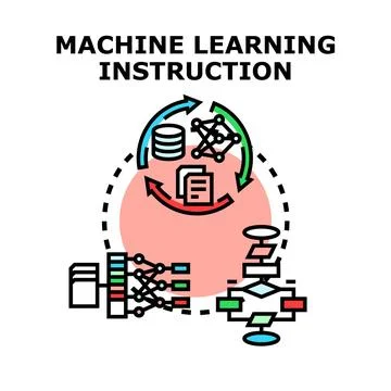 Machine learning instruction process and artificial intelligence development Stock Illustration