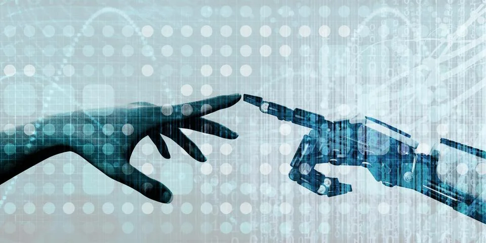 Machine Learning Integration Human Technology Collaboration Concept Stock Illustration
