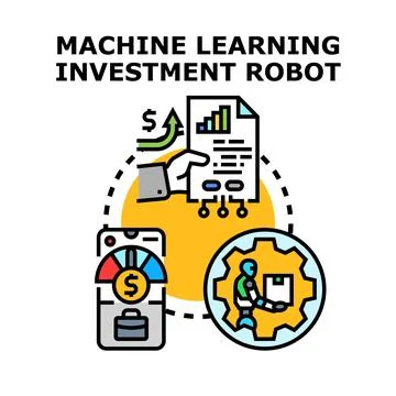 Machine learning investment robot managing automated finance Ilustración de archivo