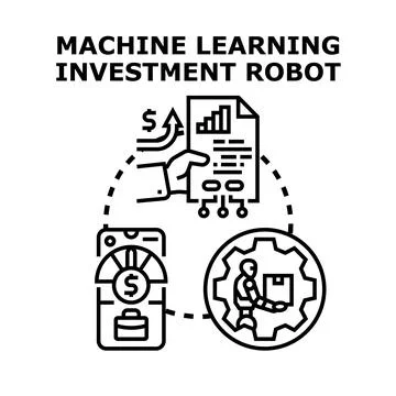 Machine learning investment robot managing automated finance 스톡 일러스트