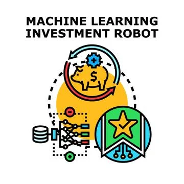 Machine learning investment robot optimizing financial success Ilustración de archivo