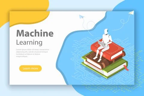 Machine learning isometric flat vector conceptual illustration. Stock Illustration