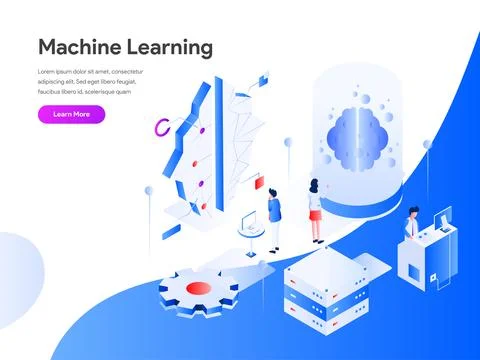 Machine Learning Isometric Illustrazione stock