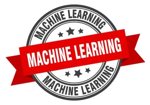 Machine learning label. machine learninground band sign. machine learning sta 스톡 일러스트