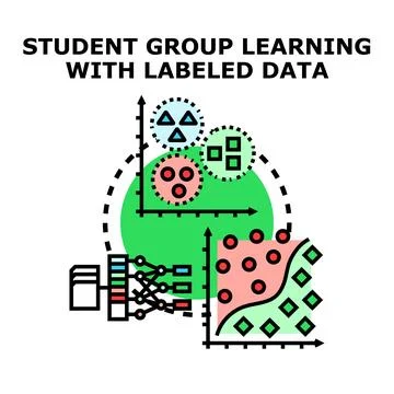 Machine learning labeled data classification process concept Stock Illustration