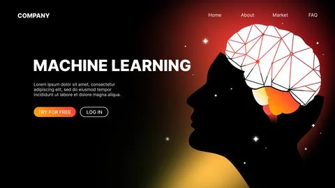 Machine Learning Landing Page Template for Business Website Stock Illustration