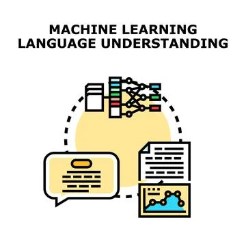 Machine learning language understanding processing textual data Stock Illustration