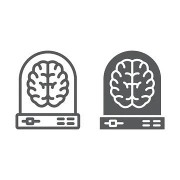 Machine learning line and glyph icon, data Stock Illustration