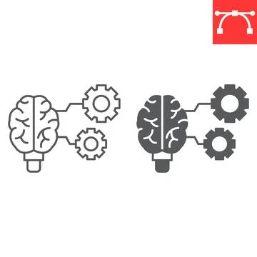 Machine learning line and glyph icon イラスト素材