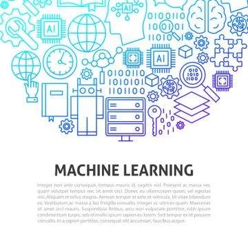 Machine Learning Line Concept Stock Illustration