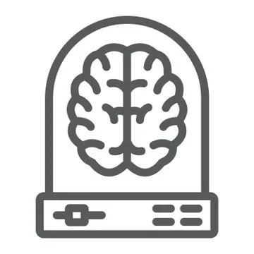 Machine learning line icon, data and analytics Stockillustratie