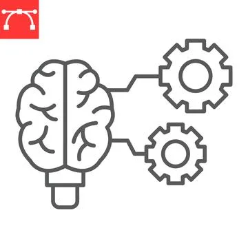Machine learning line icon Stock Illustration
