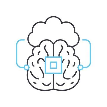 Machine learning line icon, outline symbol, vector illustration, concept sign Stock Illustration