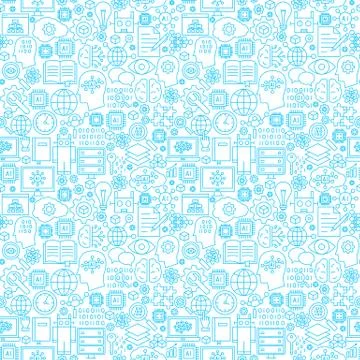 Machine Learning Line Seamless Pattern 스톡 일러스트