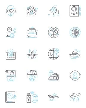 Machine learning linear icons set. Artificial, Intelligence, Neural, Nerks 库存插图