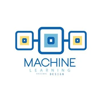 Machine learning logo. Geometric symbol of modern technologies. Computer Illustrazione stock