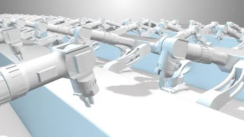 Machine learning in manufacturing AI assembly production line Stock Illustration