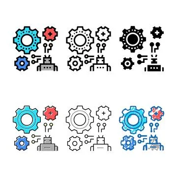 Machine learning mix color icon vector イラスト素材