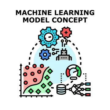 Machine learning model concept process analyzing data 스톡 일러스트