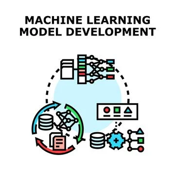 Machine learning model development processing data loop Stock Illustration