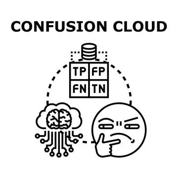 Machine learning model evaluating performance with confusion matrix 스톡 일러스트