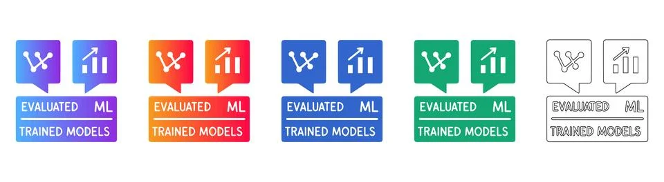 Machine Learning Model Evaluation Icons Illustrazione stock