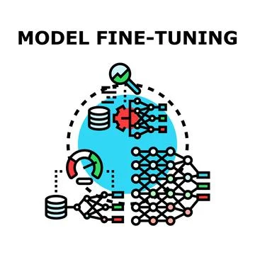 Machine learning model fine tuning process development concept Stock Illustration