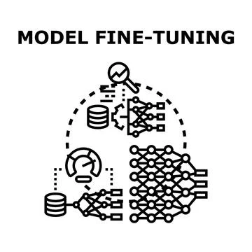 Machine learning model fine tuning process development concept Stockillustratie