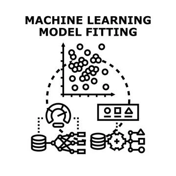 Machine learning model fitting process and data analysis 스톡 일러스트