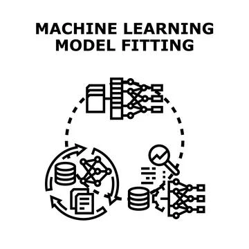 Machine learning model fitting process calibrating data Stock Illustration
