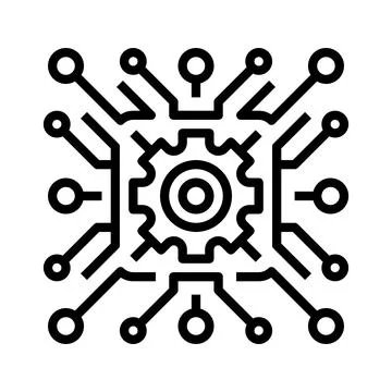 Machine Learning Model Line Icon, Outline Symbol for Predictive Analytics, .. 스톡 일러스트