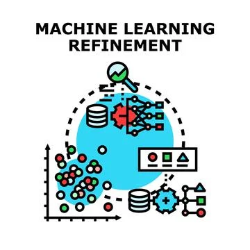Machine learning model refining data processing vector Stock Illustration