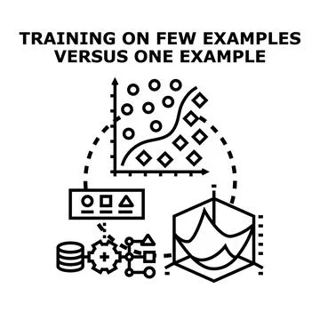 Machine learning model training comparing data examples イラスト素材